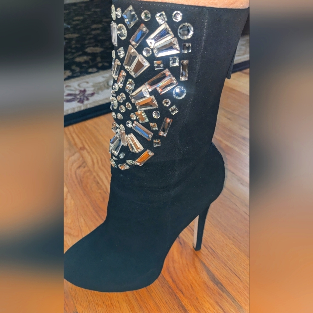 Charles Jordan Paris black suede heels / booties